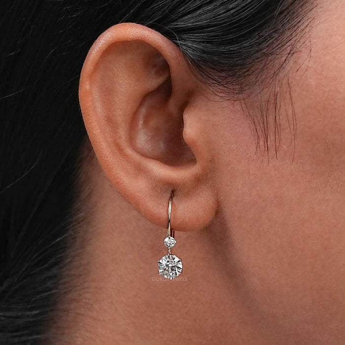 Old European Round Lab Diamond Drop Earrings