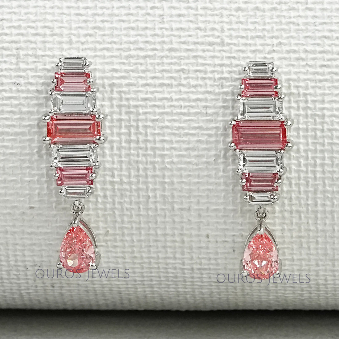 Pink Baguette Attentive Diamond Earrings Earrings