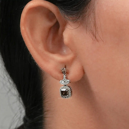Chocolate Asscher Lab Diamond Drop Earrings Earrings