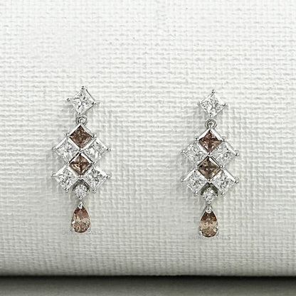 Champagne Princess Cut Lab Diamond Drop Earrings Earrings