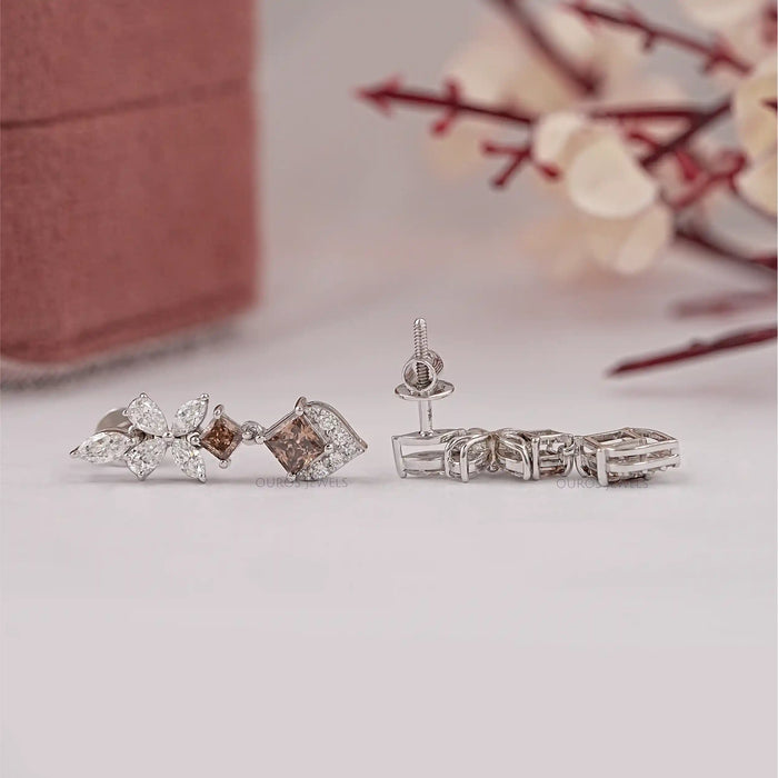 Chocalate Princess Lab Diamond Drop Earrings