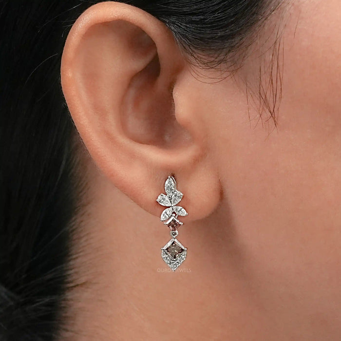 Chocalate Princess Lab Diamond Drop Earrings
