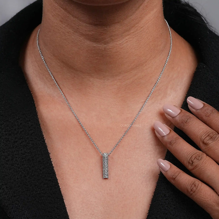 Brown Round Lab Diamond Bar Pendant