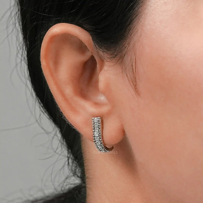 Brown Round Lab Diamond Bar Earrings