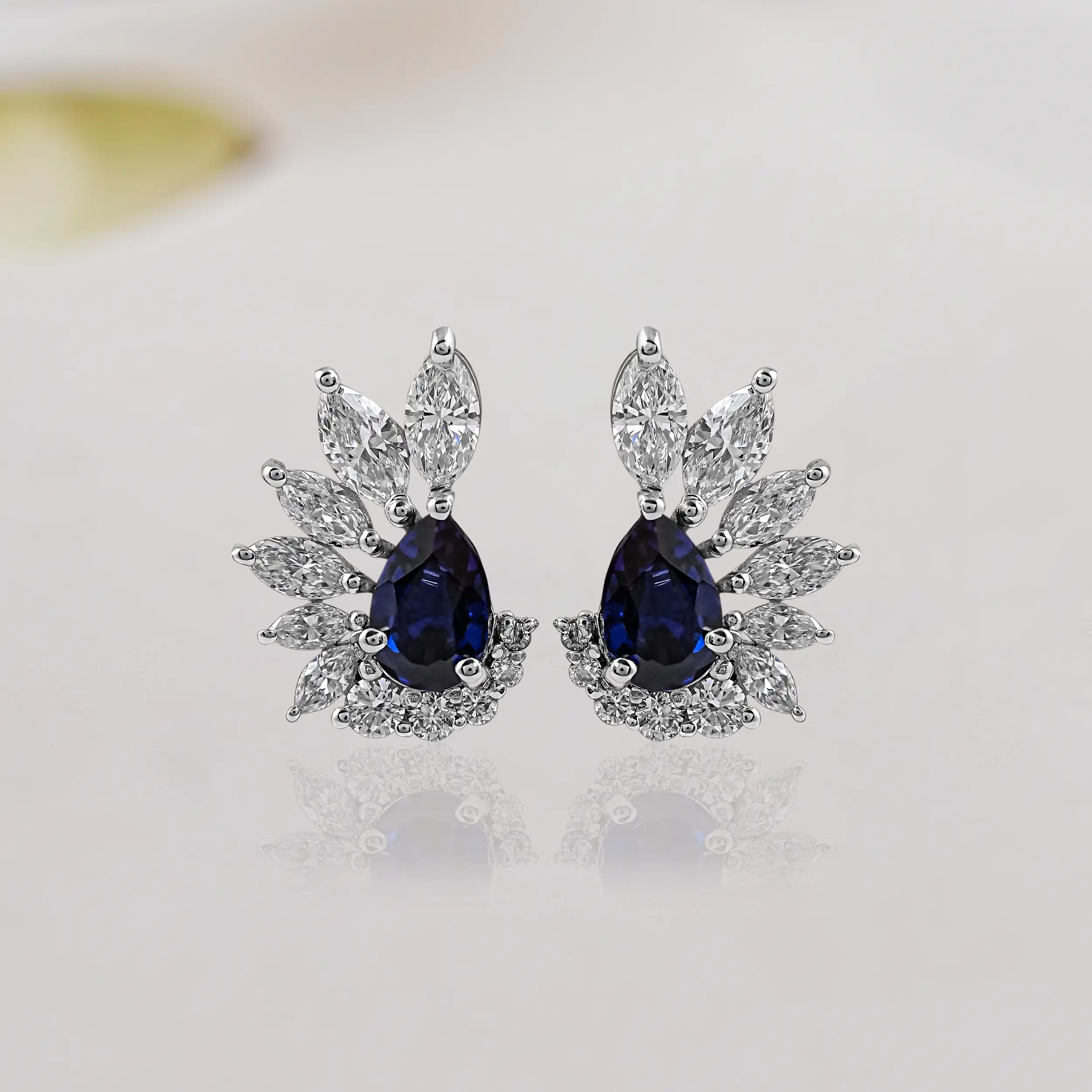 Pear Sapphire Screw Back Earrings