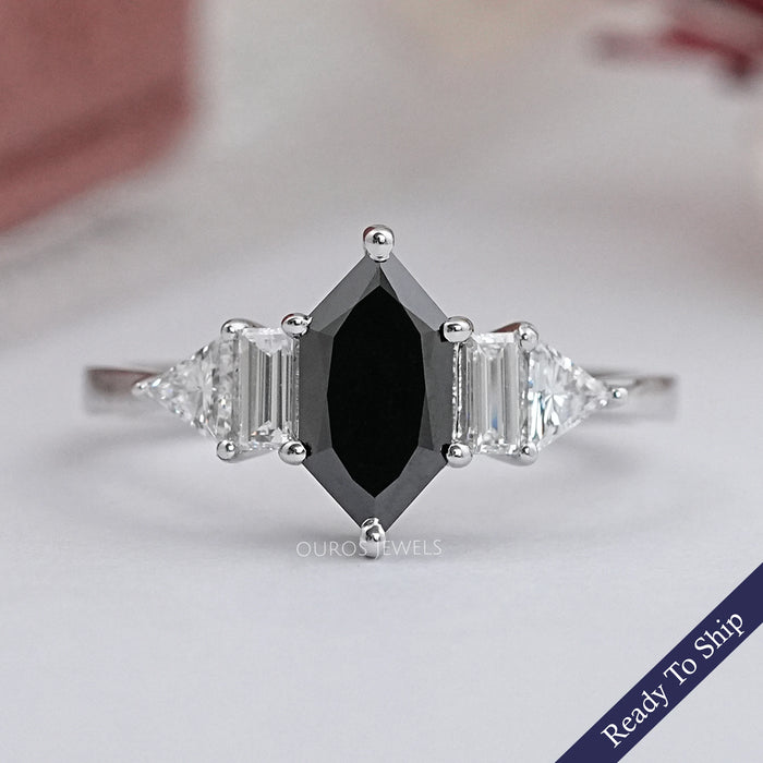 Black Dutch Marquise Cut Accent Anniversary Ring