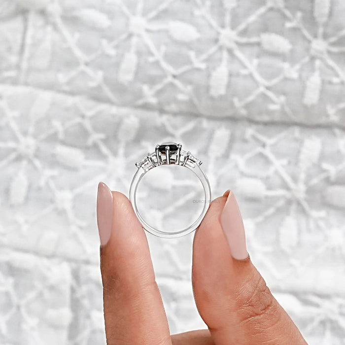 Black Dutch Marquise Cut Accent Anniversary Ring