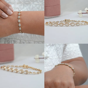 Step Cut Pear Halo Diamond Bracelet