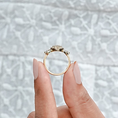 Antique Carre Cut Halo Diamond Engagement Ring Rings