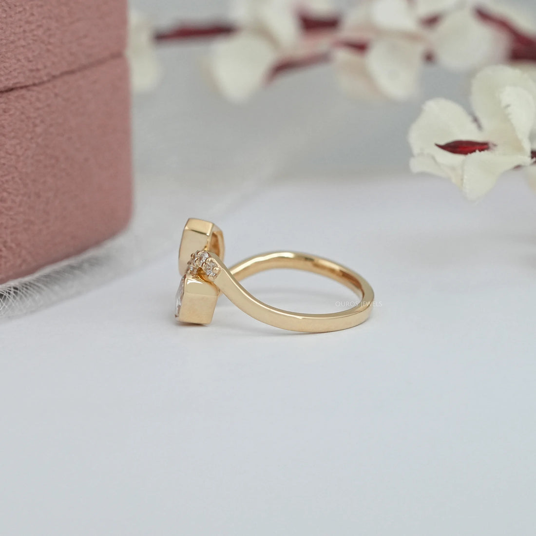 Step Shied Cut Bezel Set Bypass Wedding Ring Rings