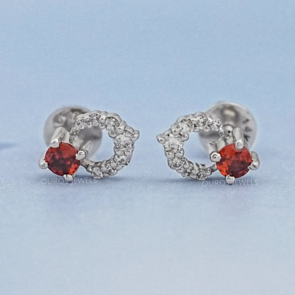 Red Ruby Lab Gemstone Drop Earrings