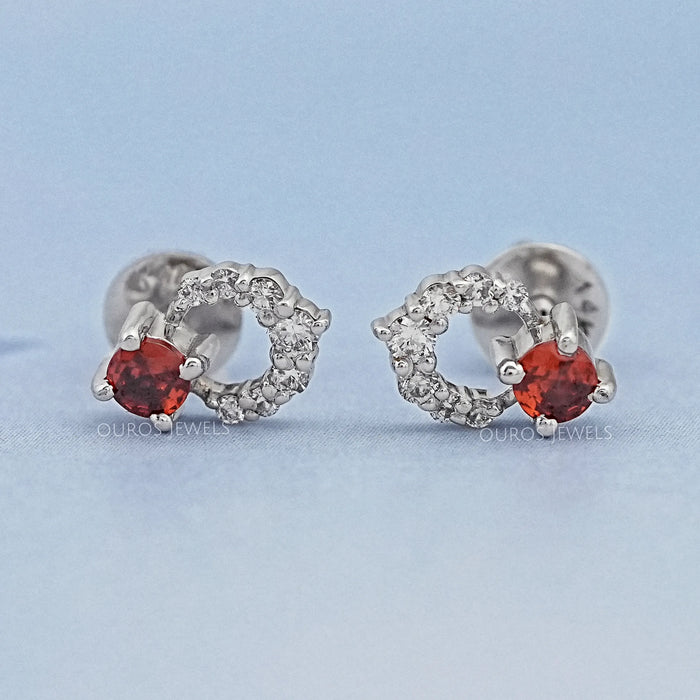 Red Ruby Lab Gemstone Drop Earrings