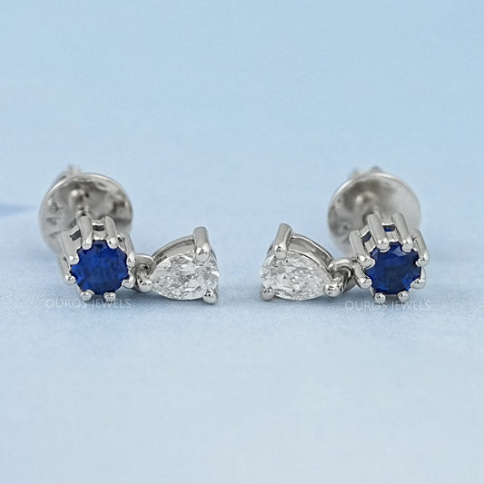 Sapphire Round Cut Gemstone Dangle Earrings