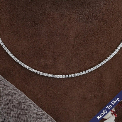 Round Lab Diamond Tennis Necklace Necklaces