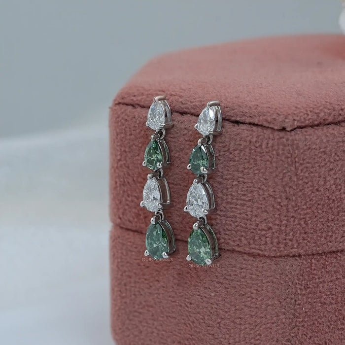 Green Pear Lab Diamond Dangle Earrings