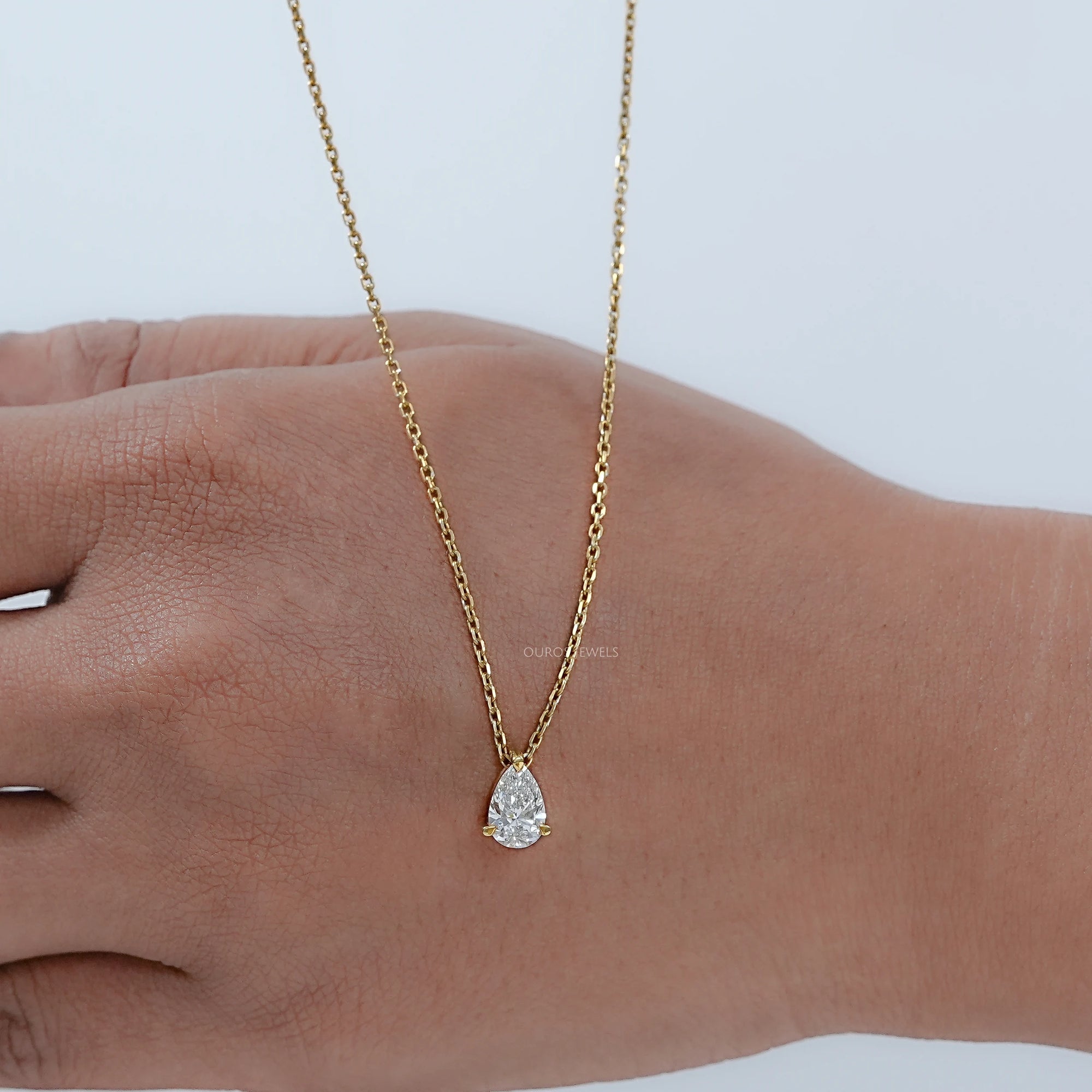 Pear Cut Lab Grown Diamond Pendant Necklaces