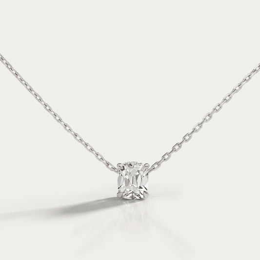 Old Mine Cushion Solitaire Pendant Necklaces