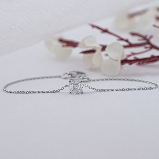Brilliant Cut Lab Diamond Solitaire Bracelet Asscher Bracelet