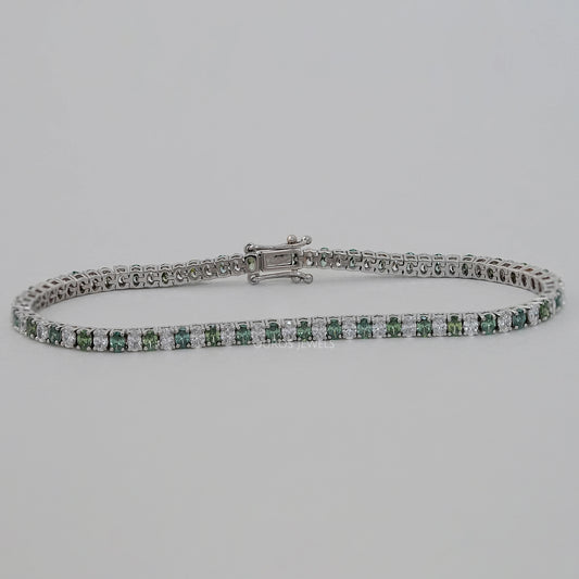 Green Oval Cut Lab Diamond Tennis Bracelet