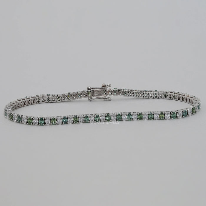 Green Oval Cut Lab Diamond Tennis Bracelet