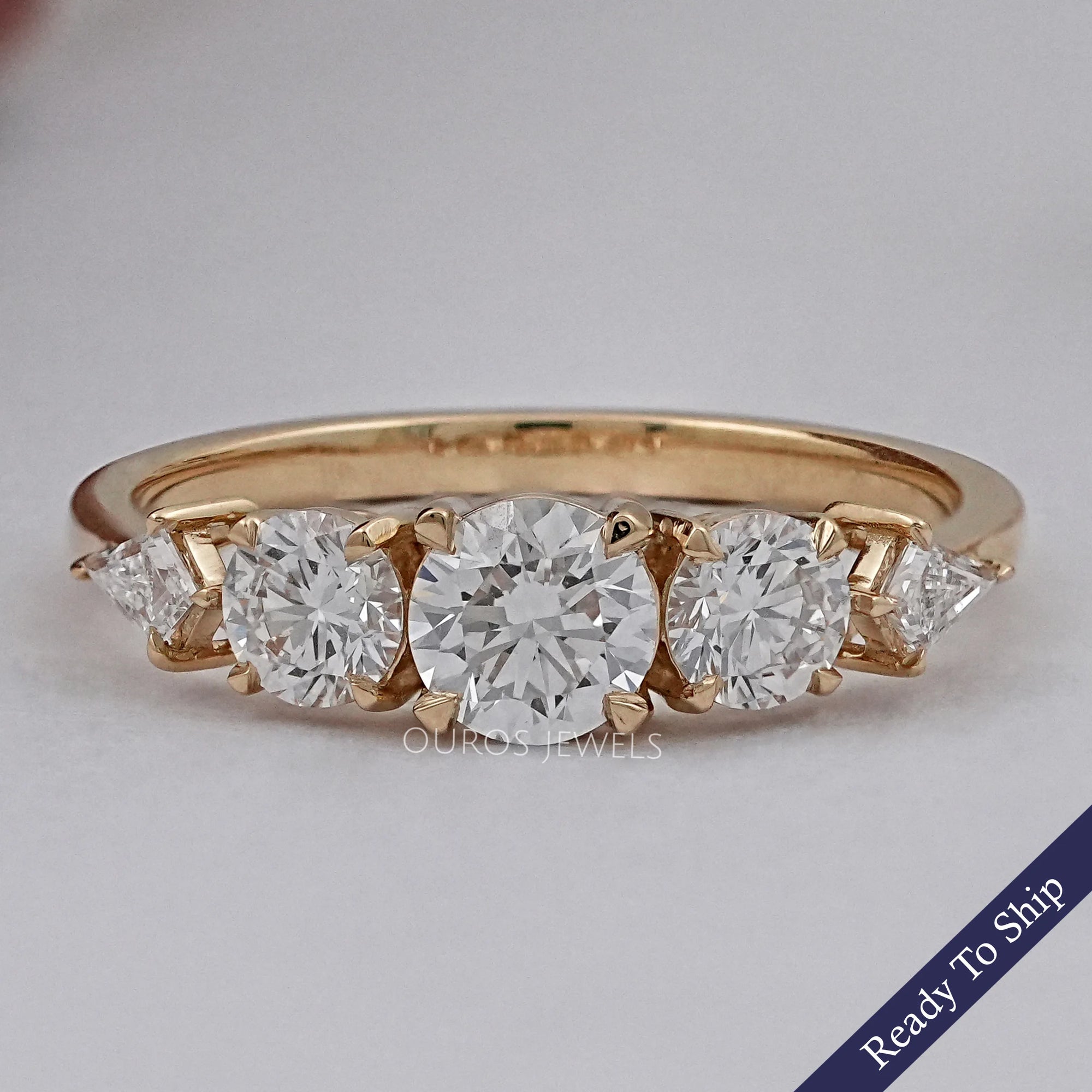 Five Stone Round And Kite Lab Diamond Engagement Ring