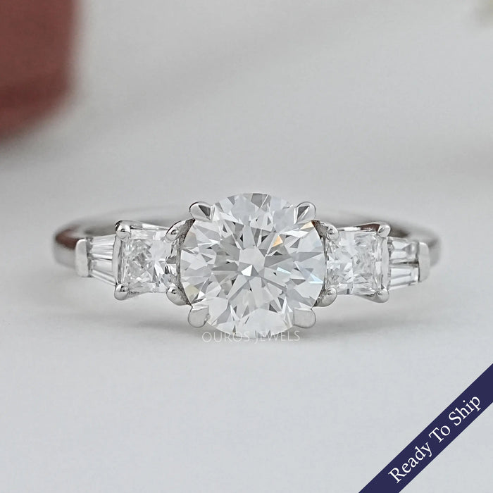 Round And Princess Diamond Seven Stone Engagement Ring