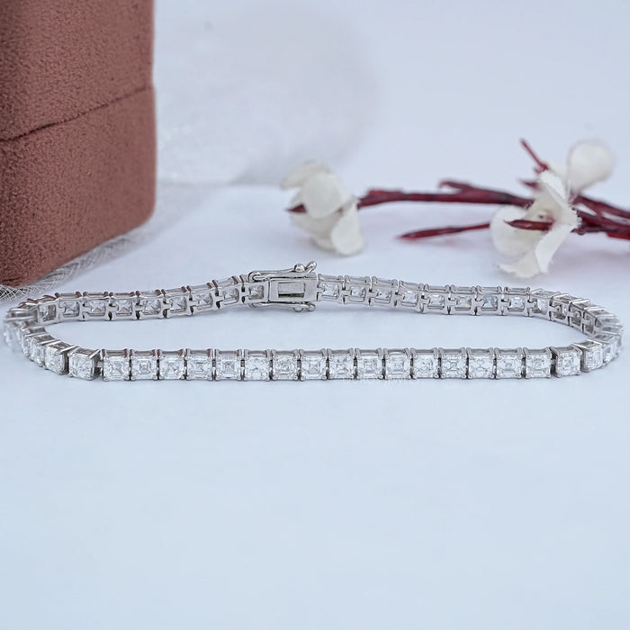 Lab Grown Asscher Diamond Tennis Bracelet