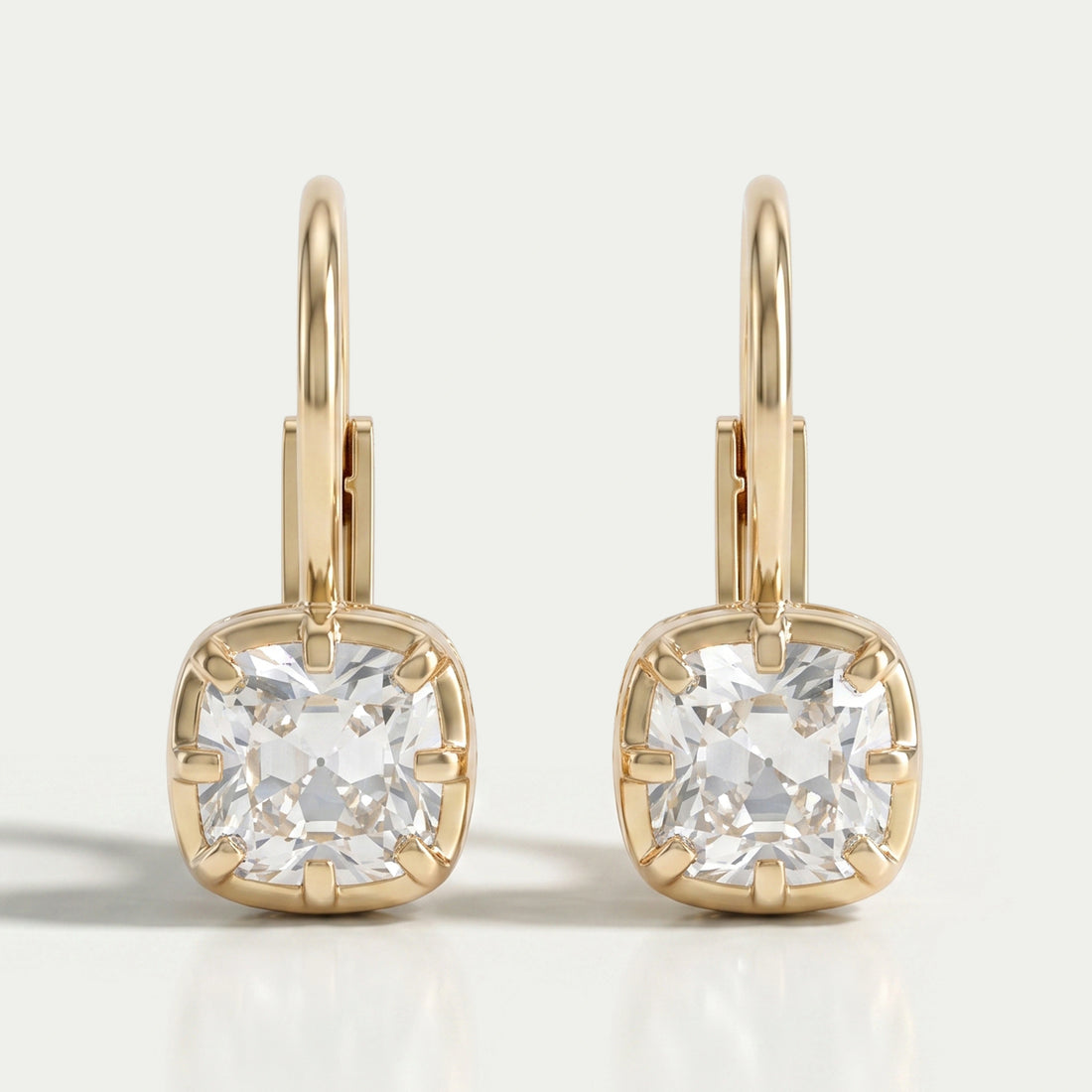 Old Mine Cushion Cut Lab Grown Diamond Drop Earrings Earrings