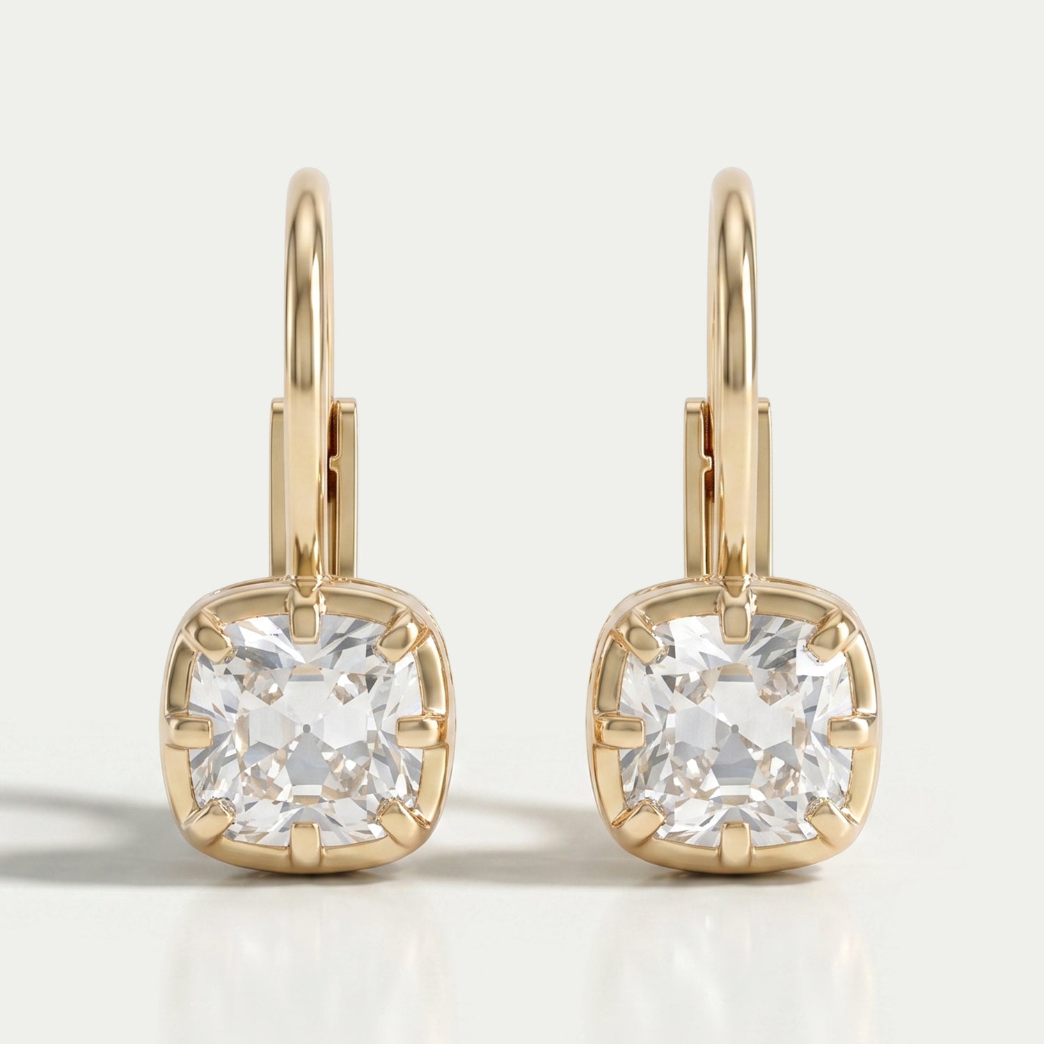 Old Mine Cushion Cut Lab Grown Diamond Drop Earrings Earrings