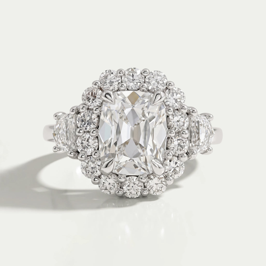 Old Mine Cushion Cut Halo Diamond Engagement Ring Ring