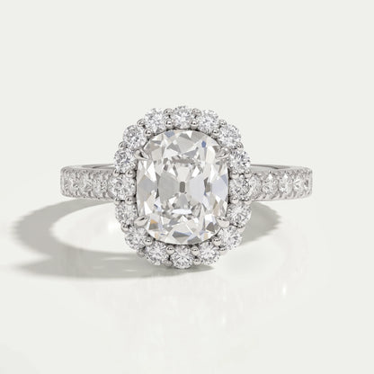 Old Mine Cushion Cut Halo With Accent Engagement Ring Ring