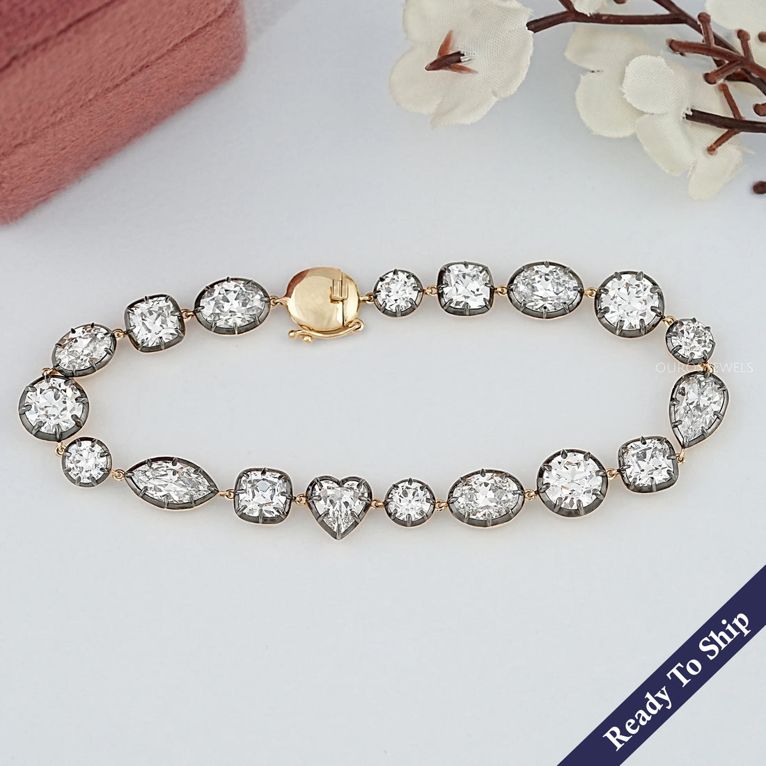 Multi Shape Old Cut Lab Diamond Tennis Bracelet Bracelet