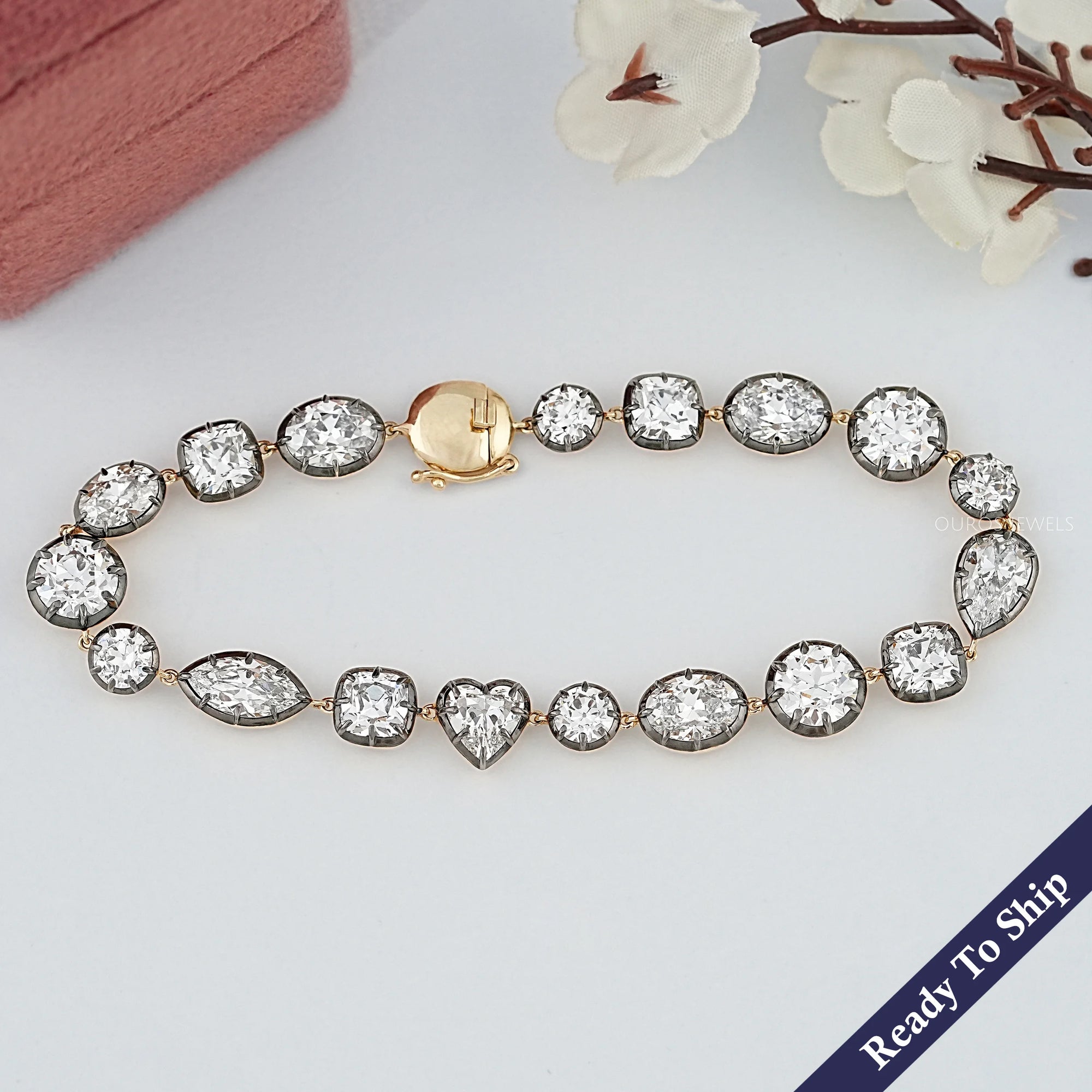Multi Shape Old Cut Lab Diamond Tennis Bracelet Bracelet