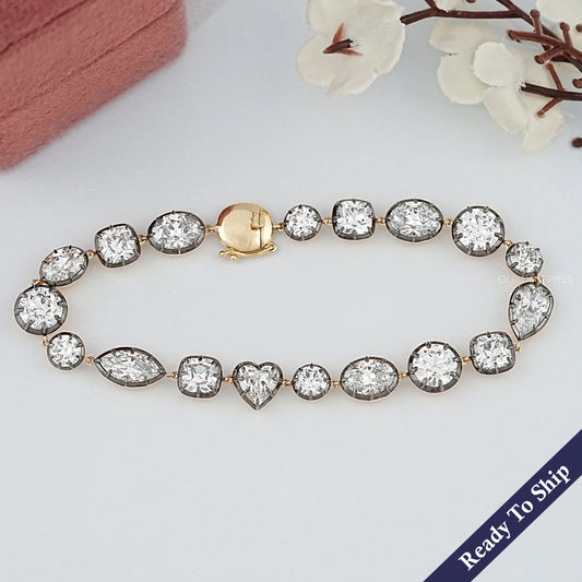 Multi Shape Old Cut Lab Diamond Tennis Bracelet Bracelet
