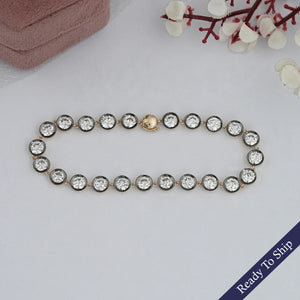 Round Cut Bezel Set Diamond Bracelet In Old European Shape