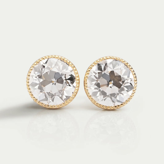Old European Round Cut Milgrain Stud Earrings Earring