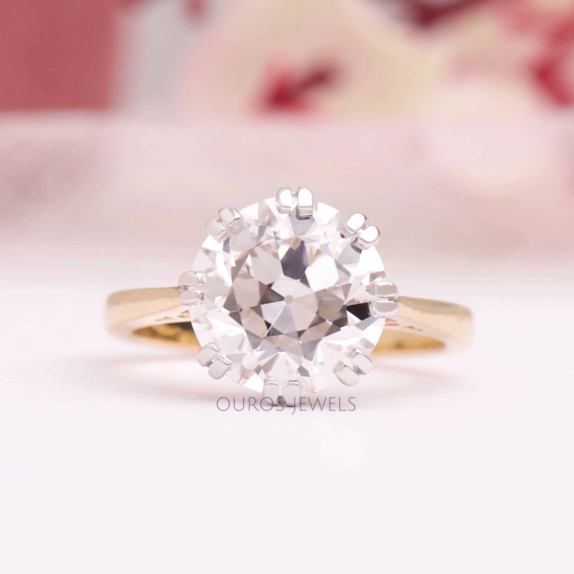 Old European Round Cut Solitaire Engagement Ring Rings