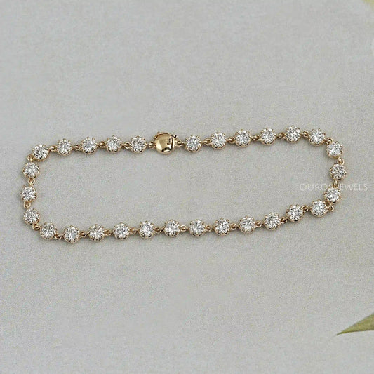 Old European Round Cut Lab Diamond Bracelet Bracelet