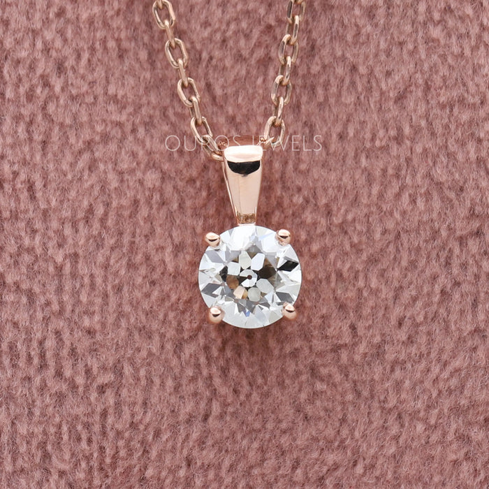 Old European Round Cut  Solitaire Pendant