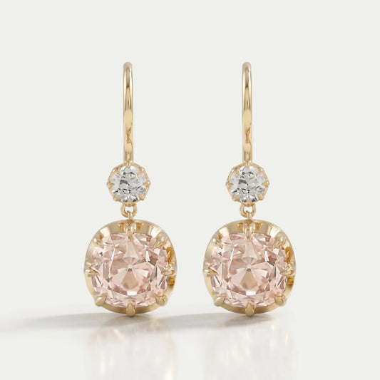 Old Mine Cushion Lab Diamond Dangle Earrings Earrings