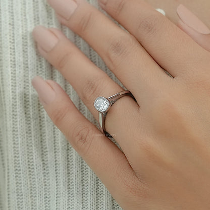 Old Mine Cushion Cut Milgrain Bezel Solitaire Ring Ring