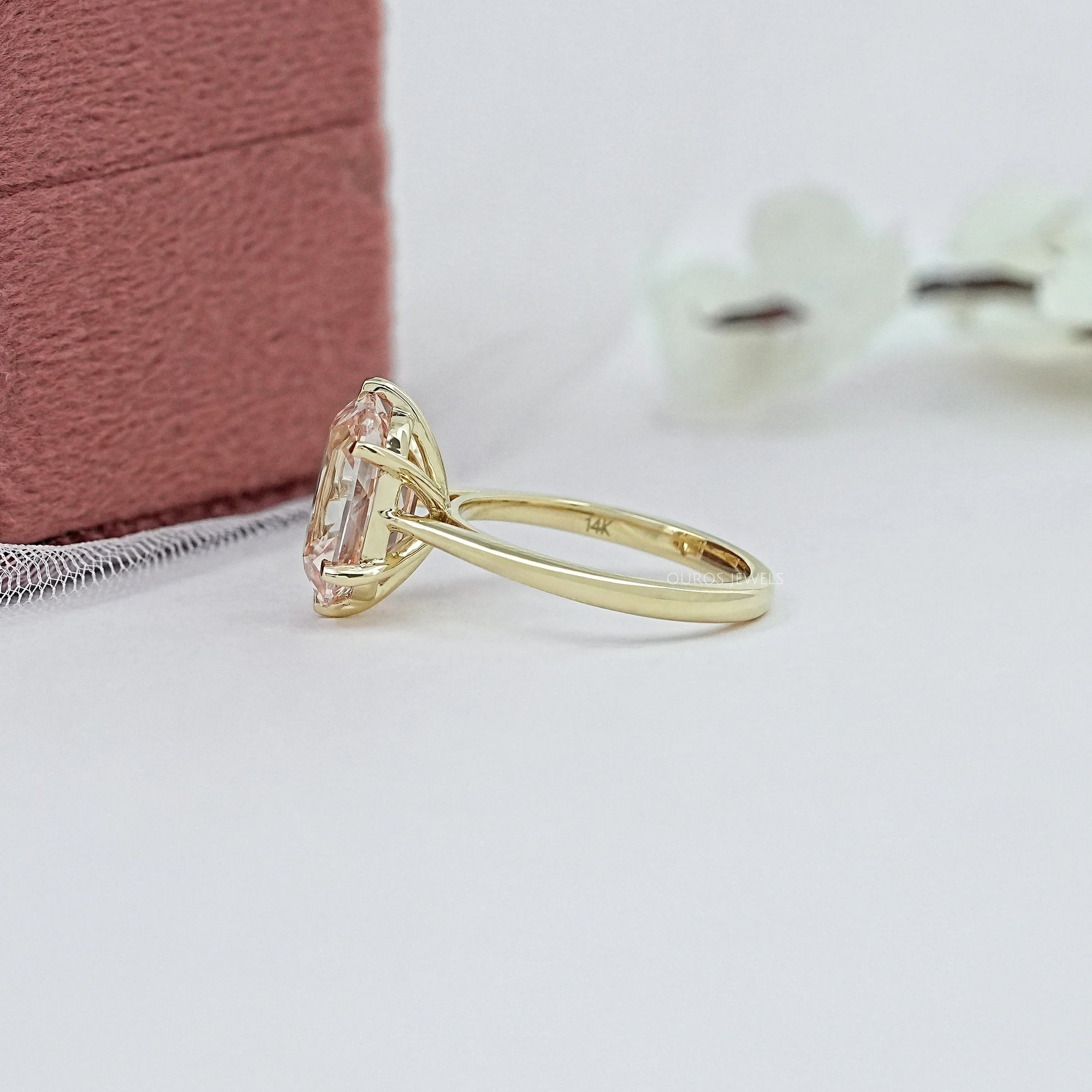 Fancy Intense Pink Old Mine Cushion Cut Solitaire Ring Ring