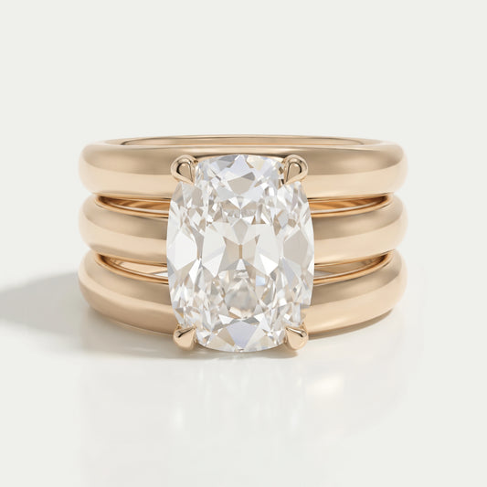 Old Mine Cushion Diamond Wide Wedding Band Ring