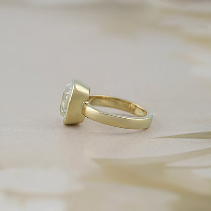 Old Mine Cushion Lab Diamond Bezel Set Ring Ring
