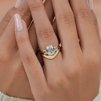 Trilogy Old Mine Cushion Diamond Curved Ring Set
