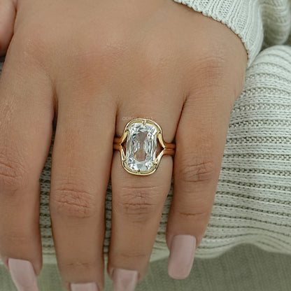 Old Mine Cushion Diamond Half Bezel Set Split Shank Ring Ring