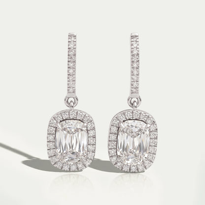Halo Old Mine Cushion Cut Dangle Earrings Earrings
