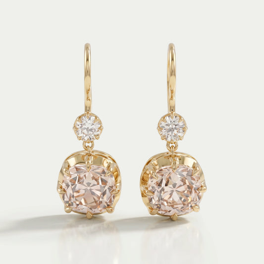 Old Mine Cushion Lab Diamond Dangle Earrings Earrings