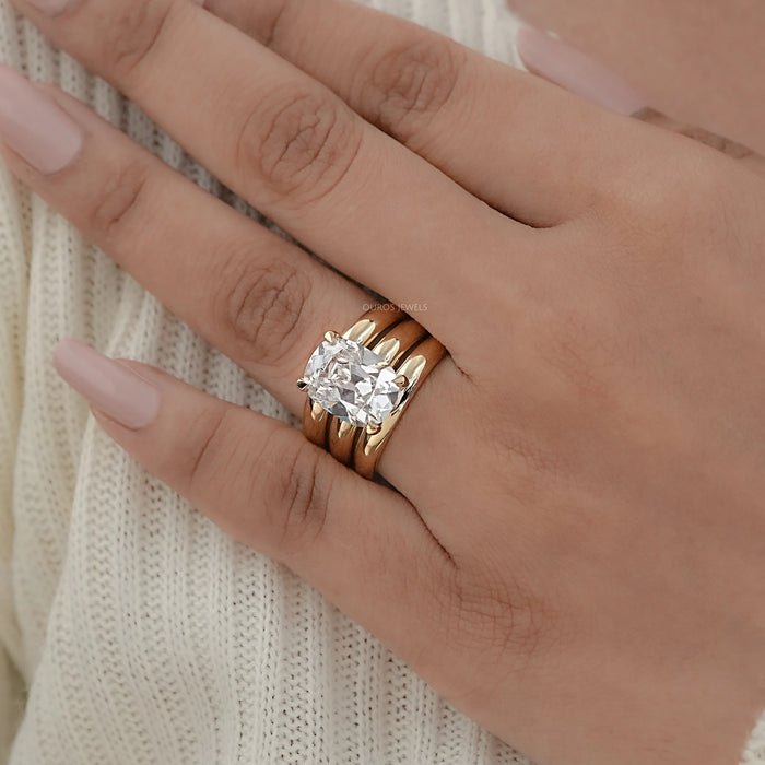 Old Mine Cushion Diamond Wide Wedding Band