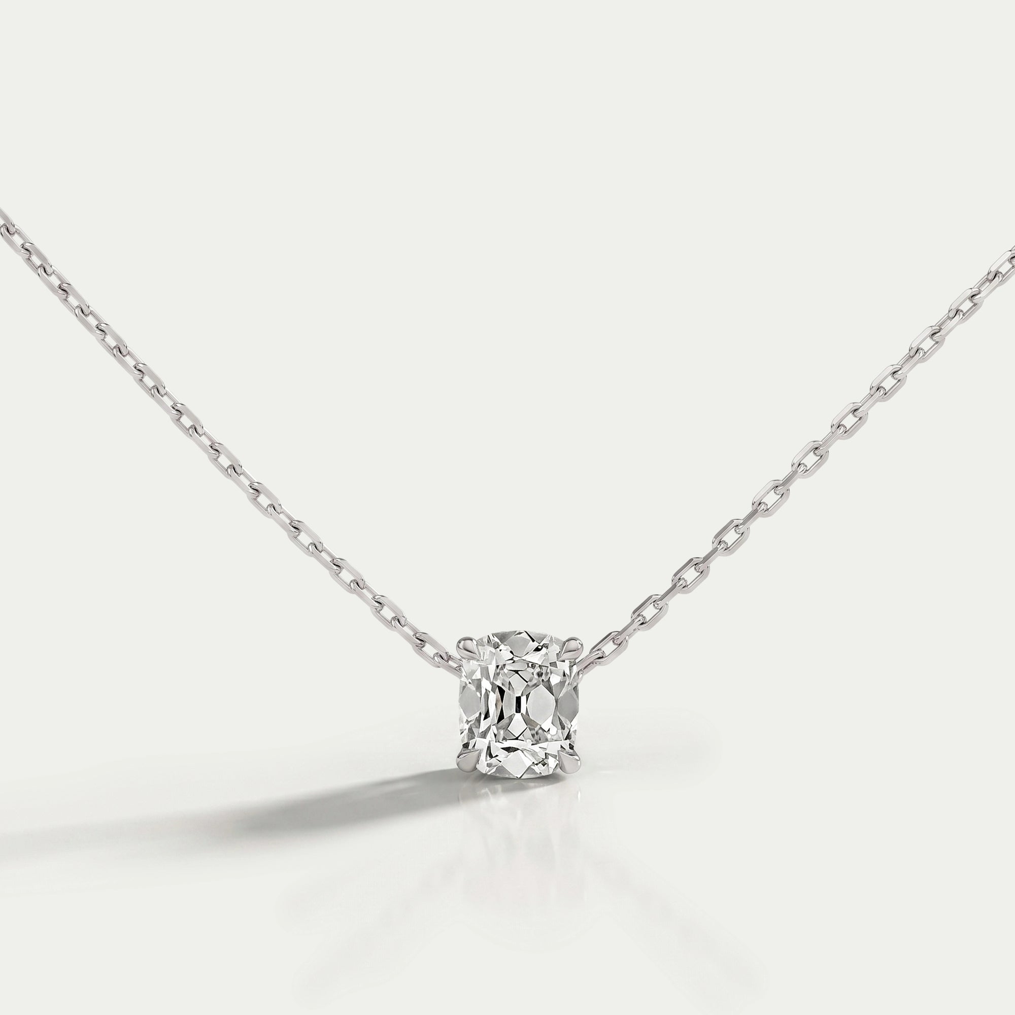 Old Mine Cushion Solitaire Pendant Necklaces